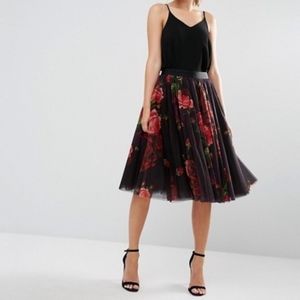 Ted Baker Ondra Juxtapose Rose Print Tutu Skirt